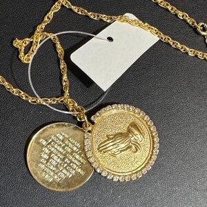 Gold serenity prayer necklace